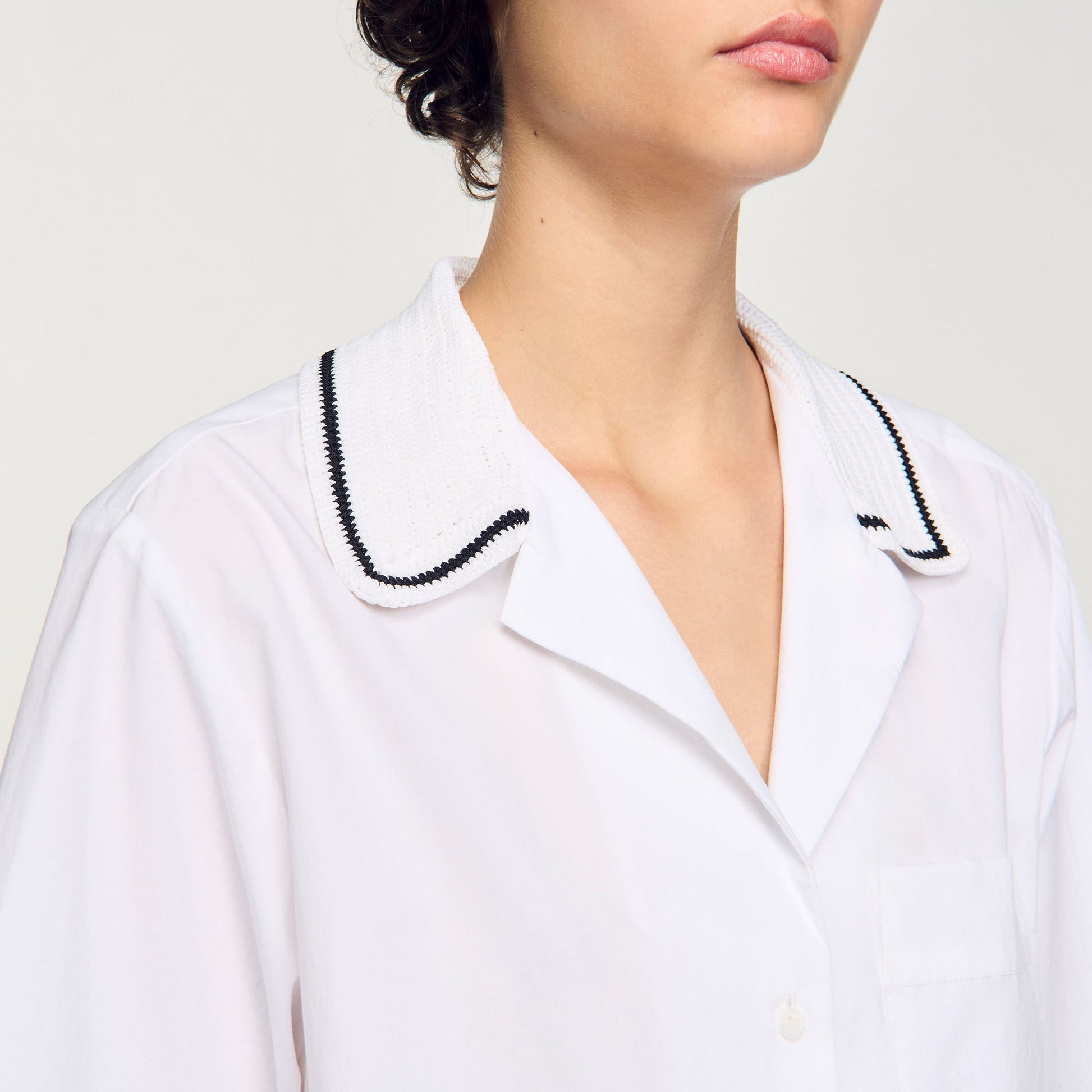 Sandro Crochet collar shirt White