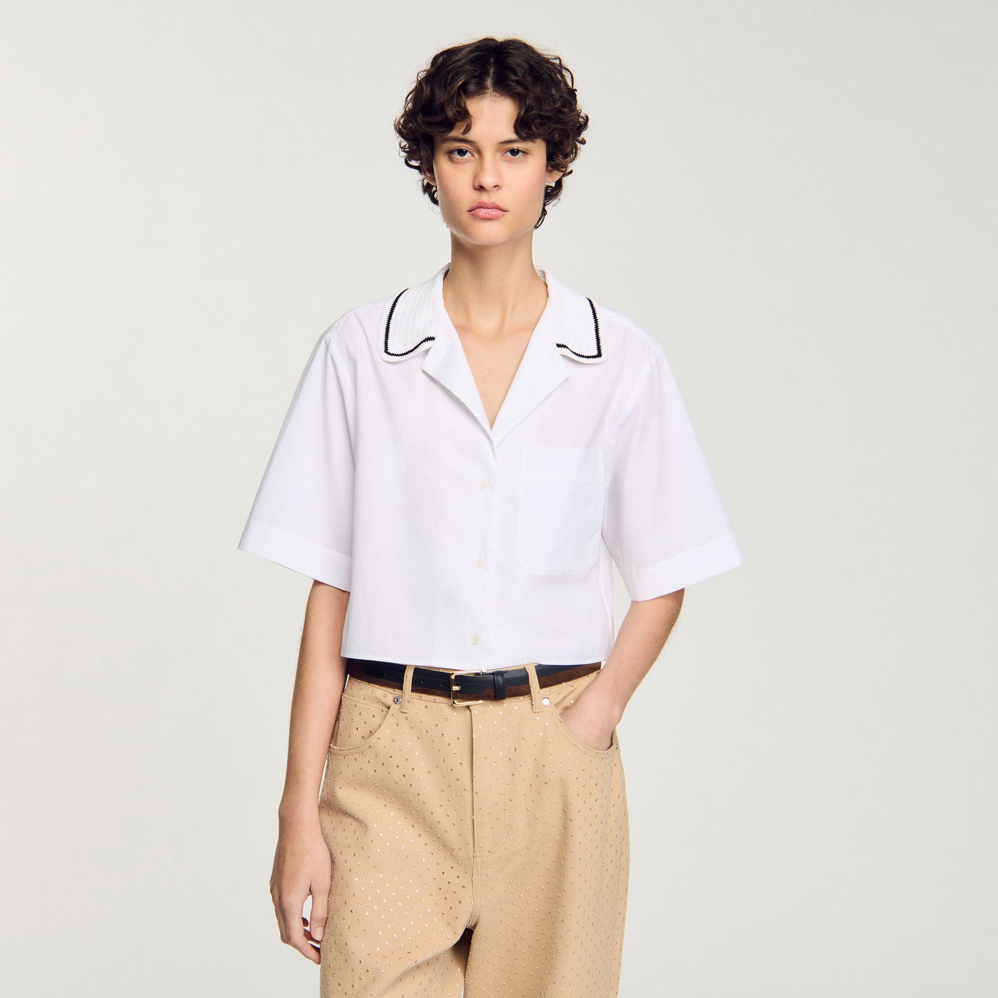 Sandro Crochet collar shirt White