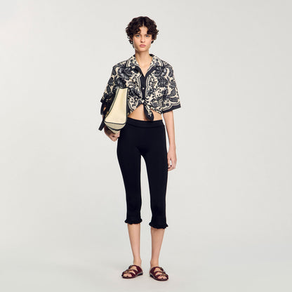 Sandro Floral motif shirt Ecru / Black