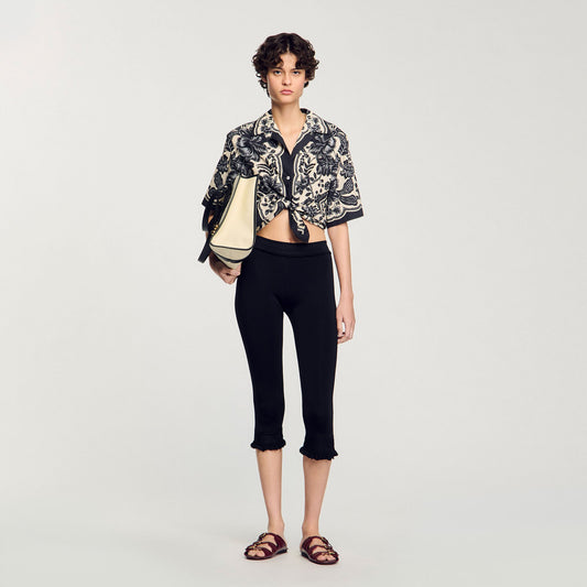 Sandro Floral motif shirt Ecru / Black