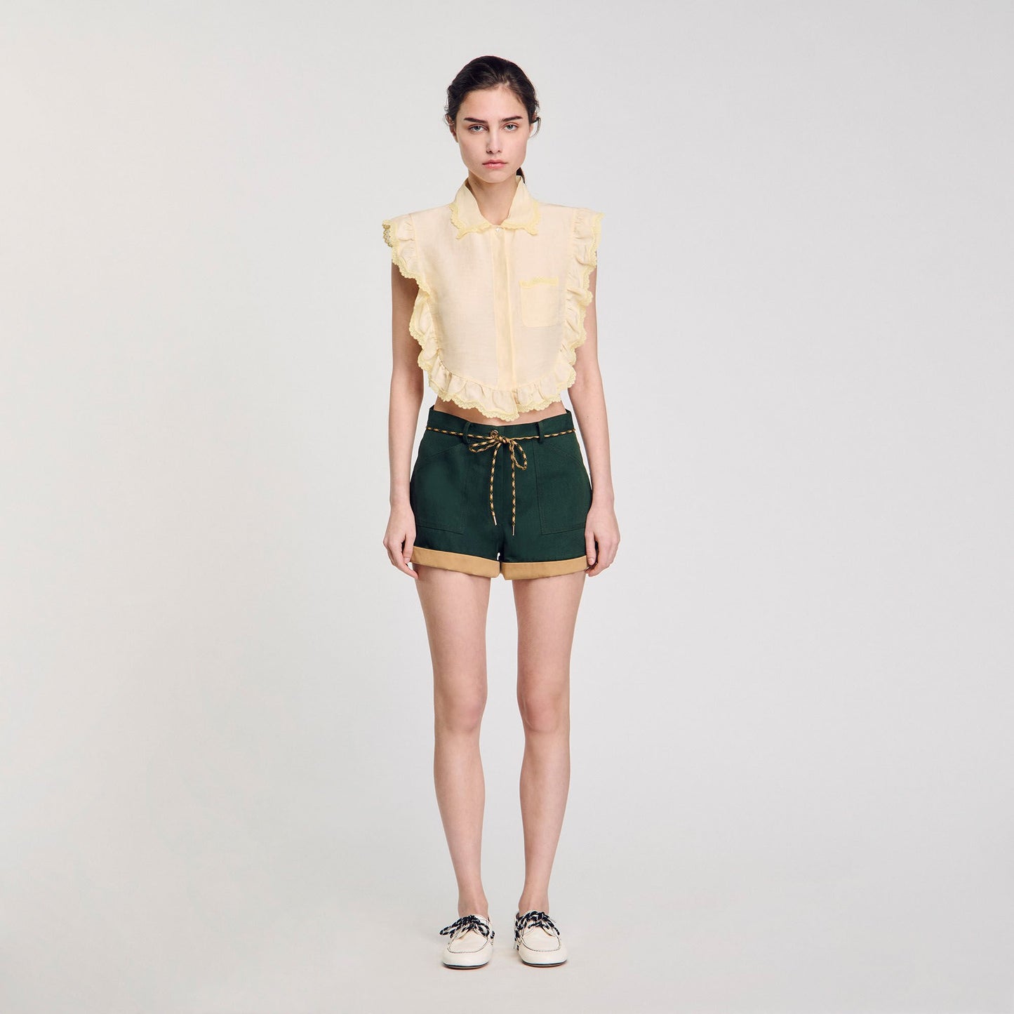 Sandro Shirt collar with lace detail Light Yellow