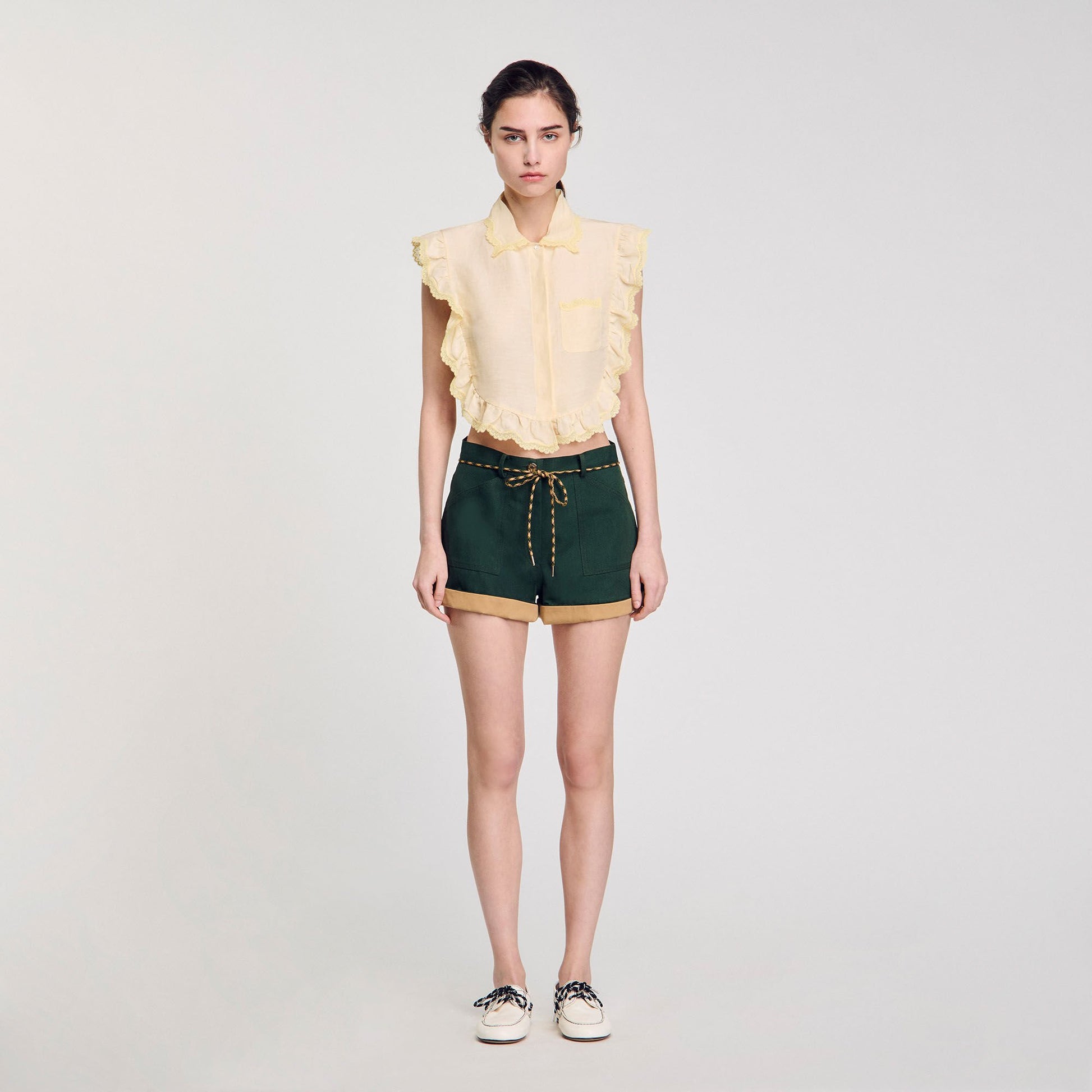 Sandro Shirt collar with lace detail Light Yellow