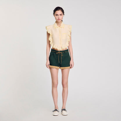 Sandro Shirt collar with lace detail Light Yellow