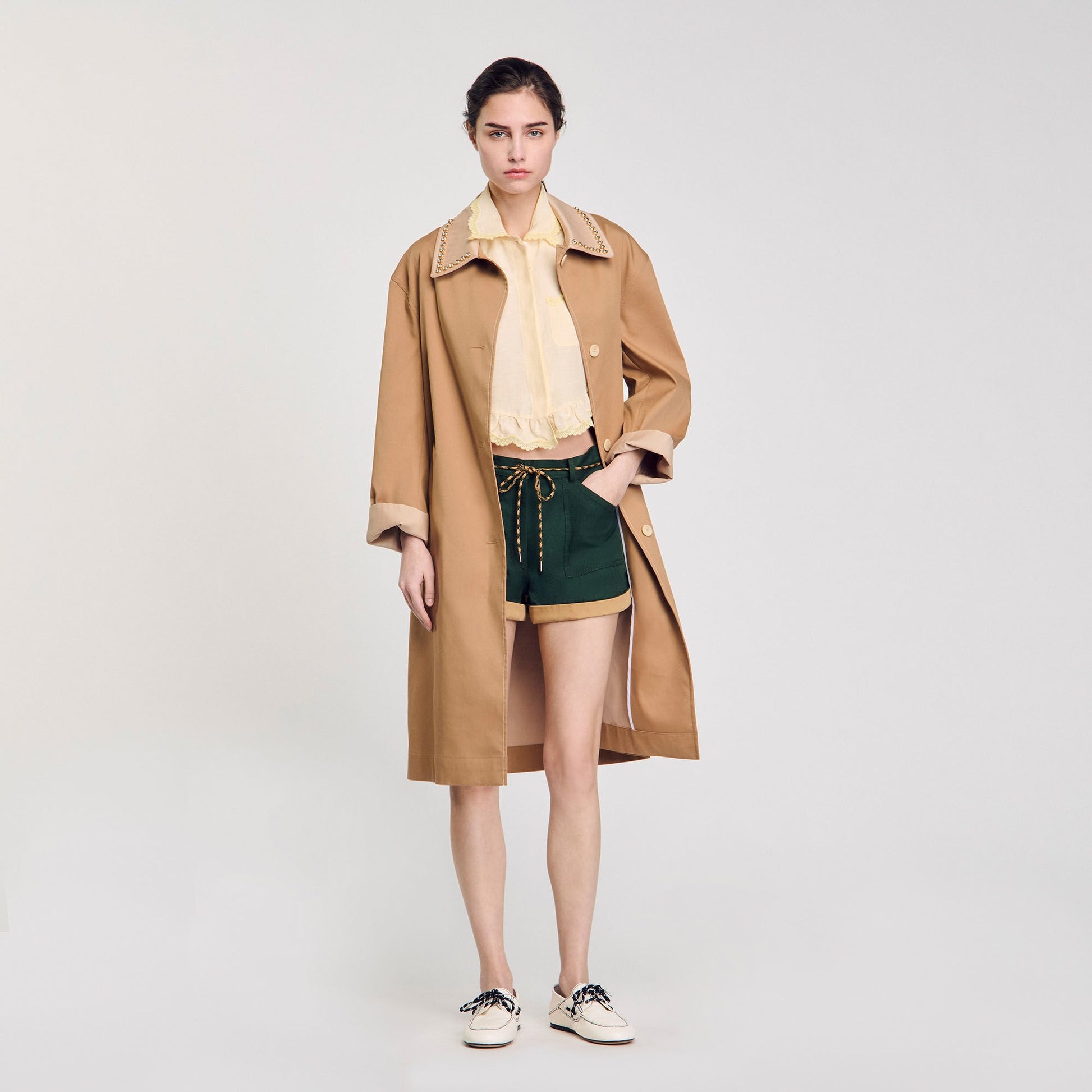 Sandro Shirt collar with lace detail Light Yellow
