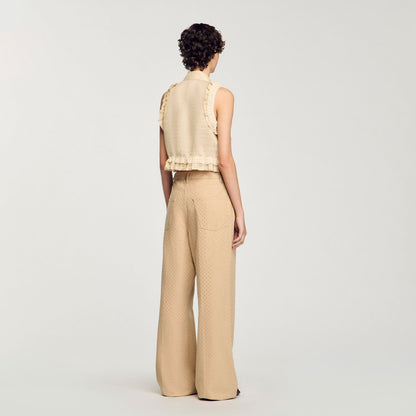 Sandro Ruffled cropped shirt Sand
