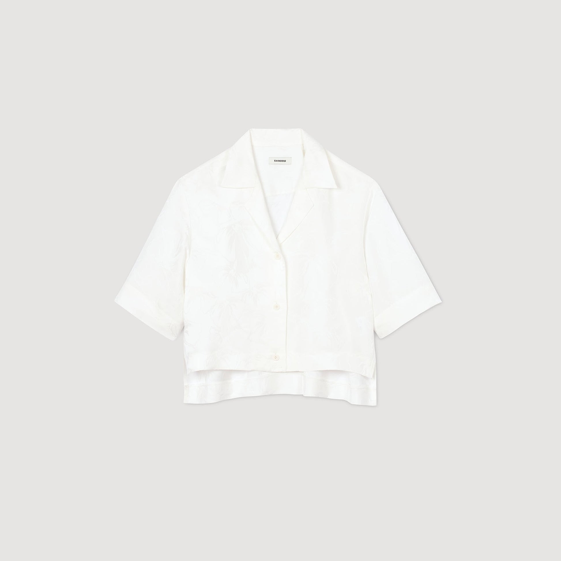 Sandro Cropped shirt with jacquard flowers White