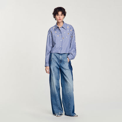 Sandro Beaded striped shirt Blue