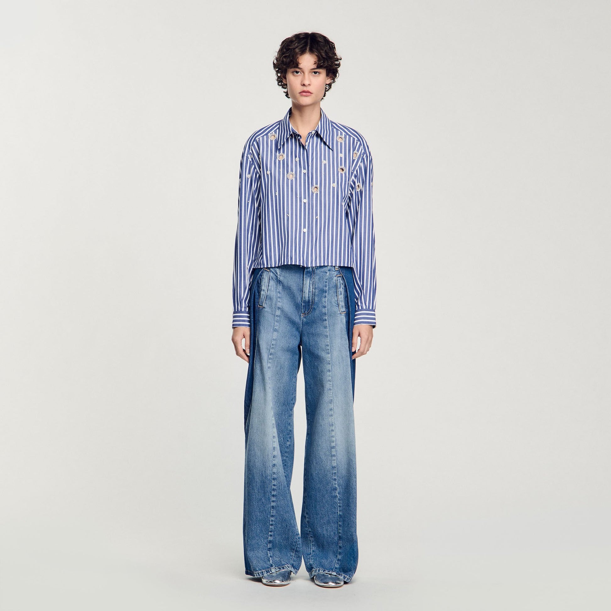 Sandro Beaded striped shirt Blue