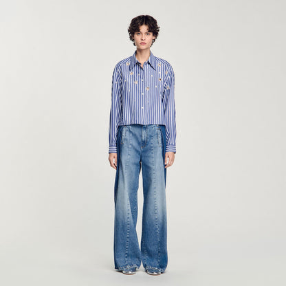 Sandro Beaded striped shirt Blue