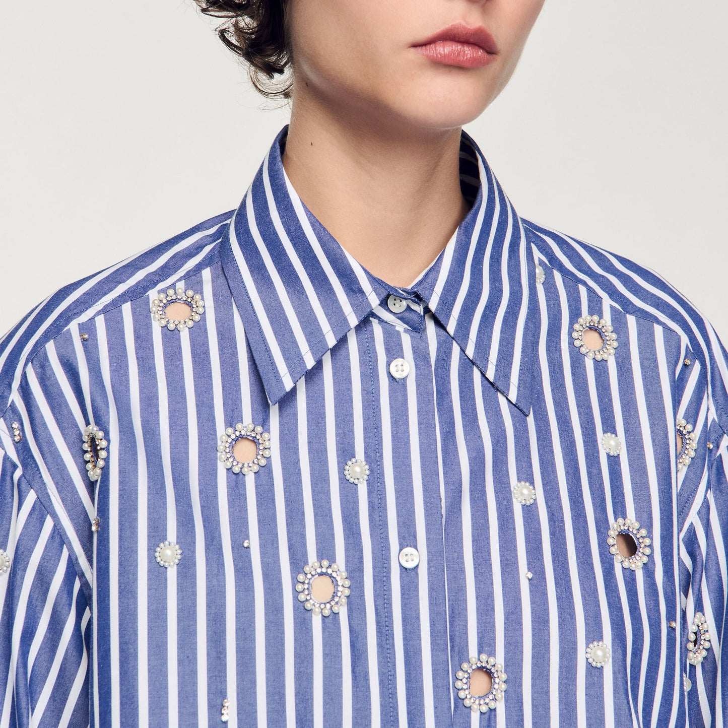 Sandro Beaded striped shirt Blue