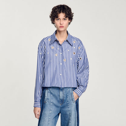 Sandro Beaded striped shirt Blue