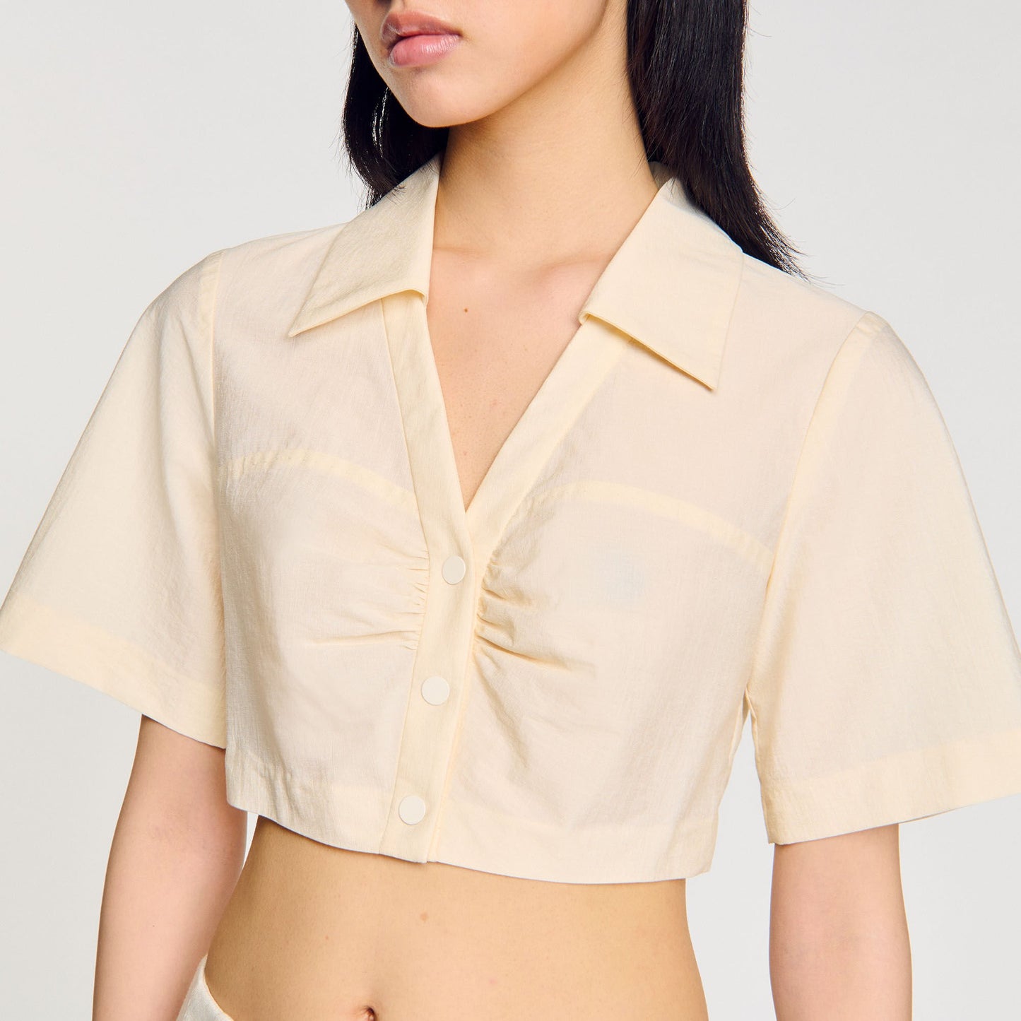 Sandro Cropped gathered shirt Ecru