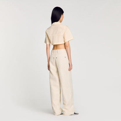 Sandro Cropped gathered shirt Ecru