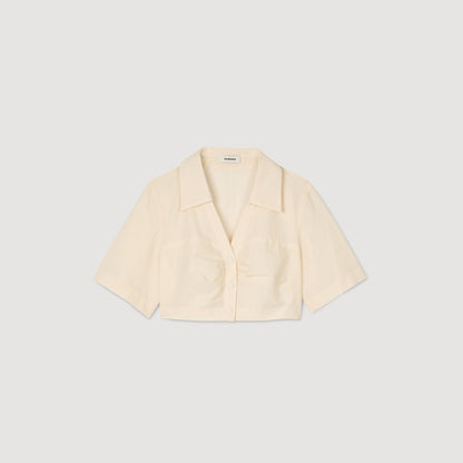Sandro Cropped gathered shirt Ecru