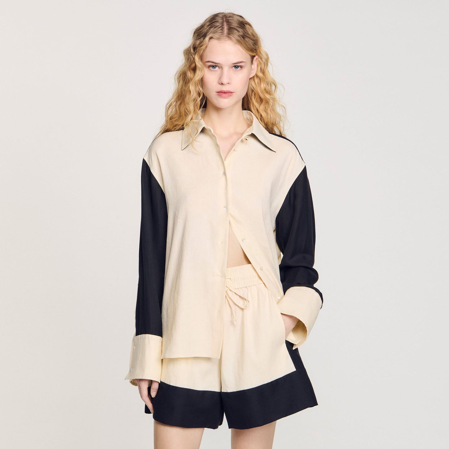 Sandro Two-tone shirt Ecru