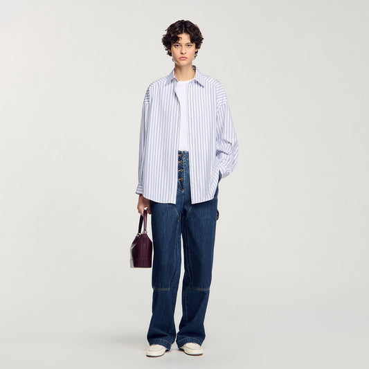 Sandro Striped rhinestone shirt White