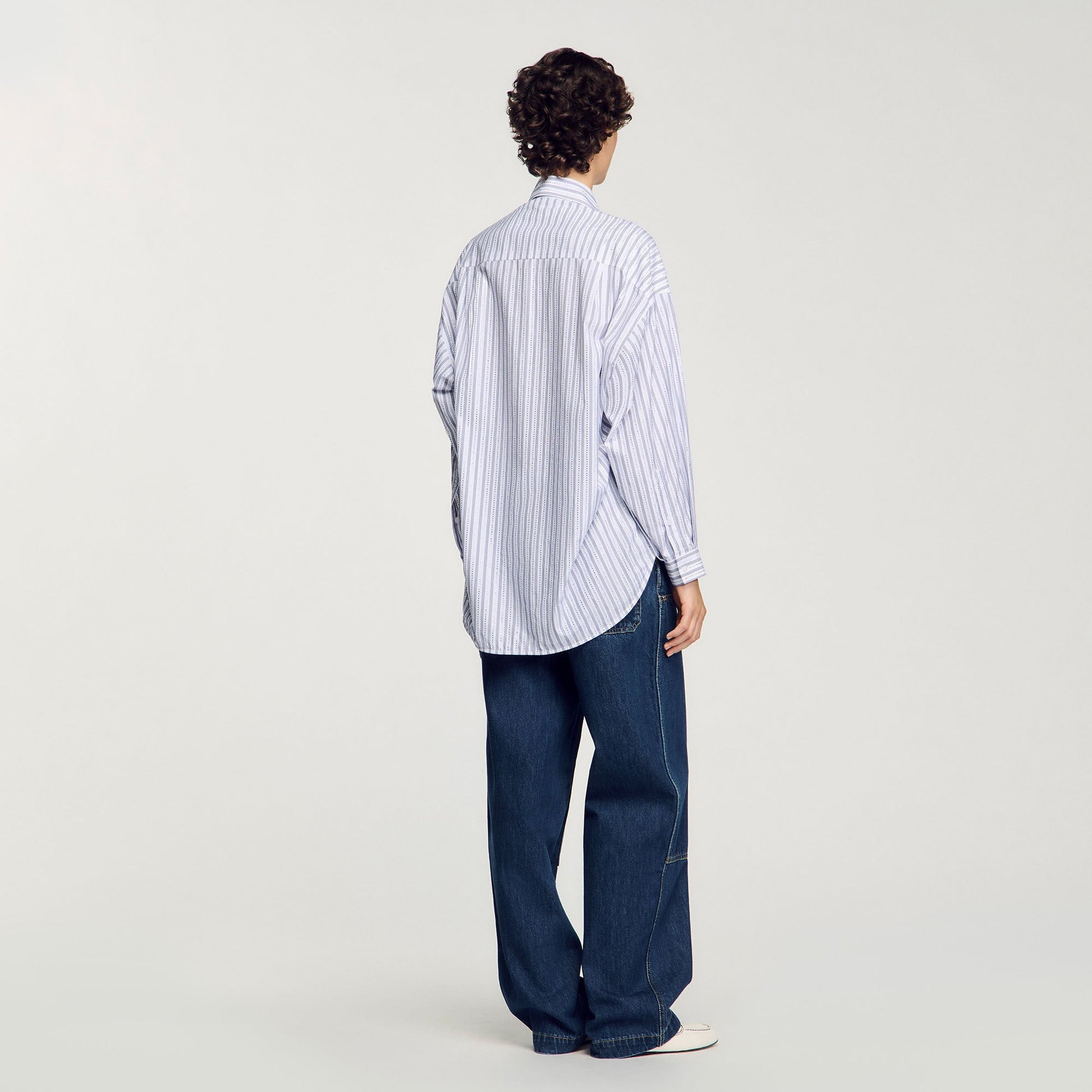 Sandro Striped rhinestone shirt White