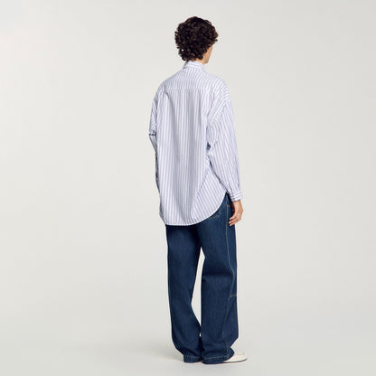 Sandro Striped rhinestone shirt White