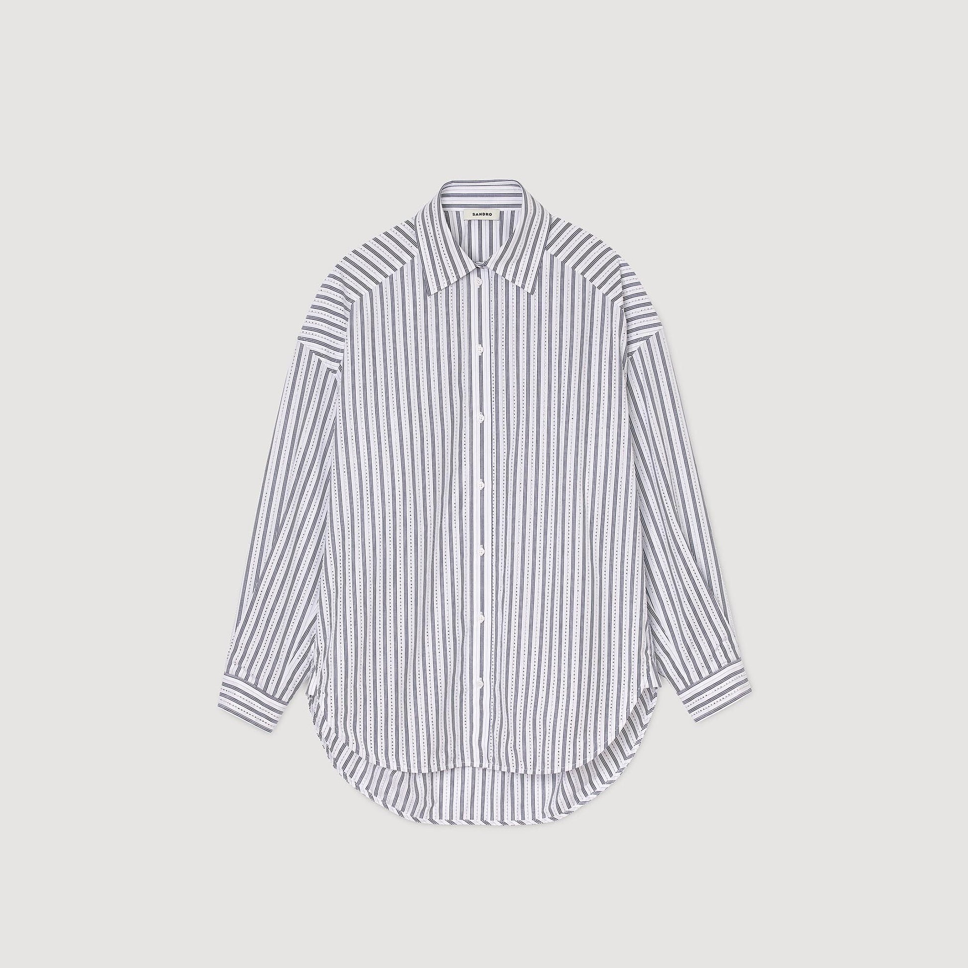 Sandro Striped rhinestone shirt White