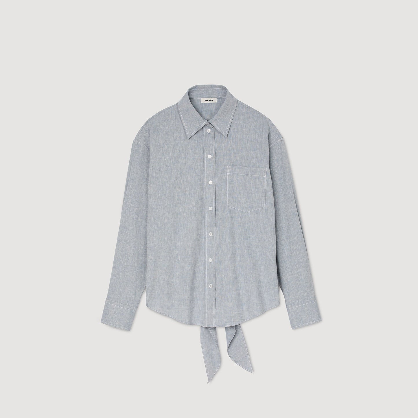 Sandro Long tie-back shirt Sky Blue