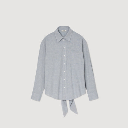Sandro Long tie-back shirt Sky Blue