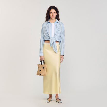 Sandro Rhinestone shirt Sky Blue