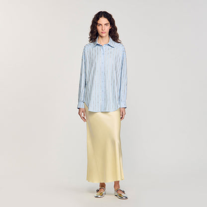 Sandro Rhinestone shirt Sky Blue