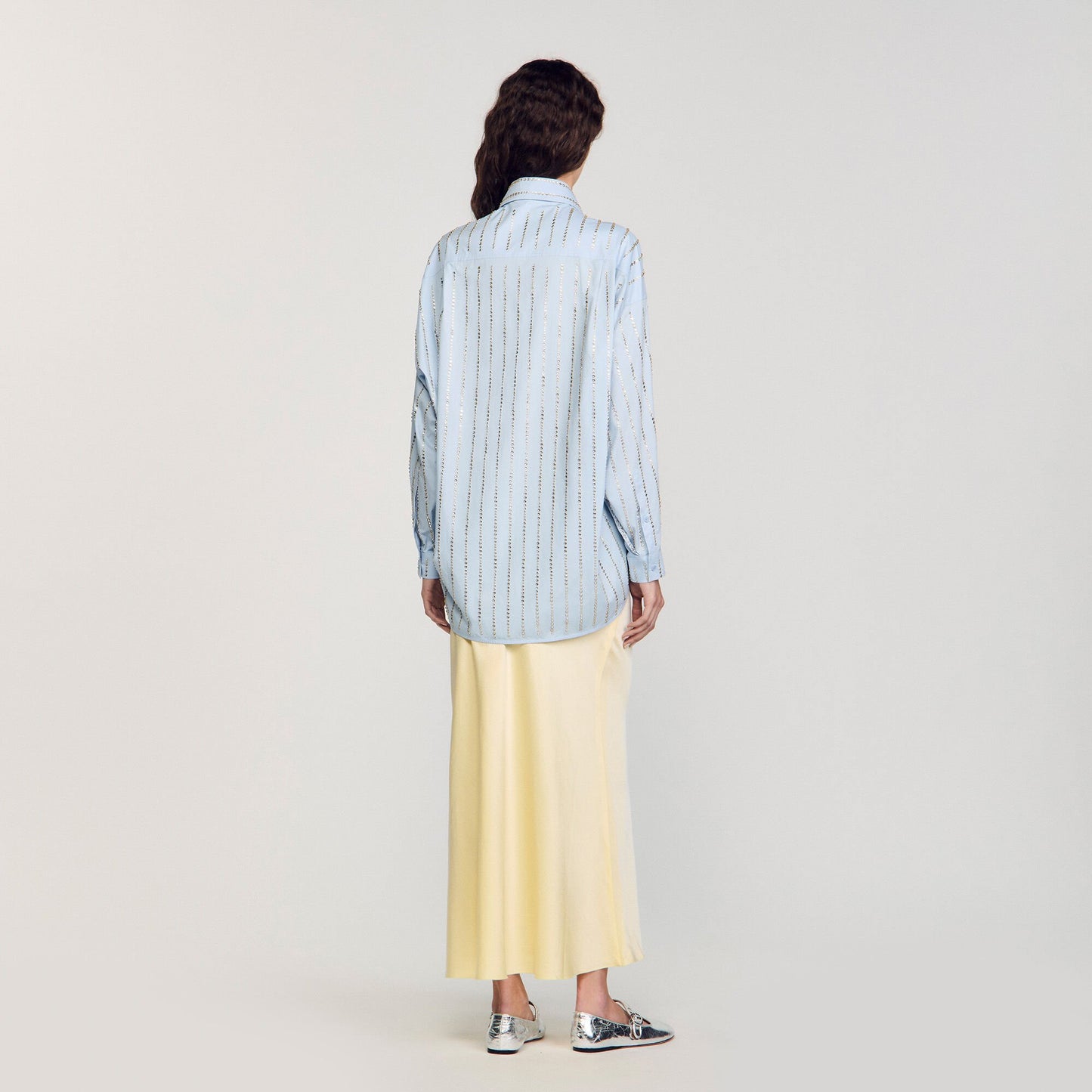 Sandro Rhinestone shirt Sky Blue