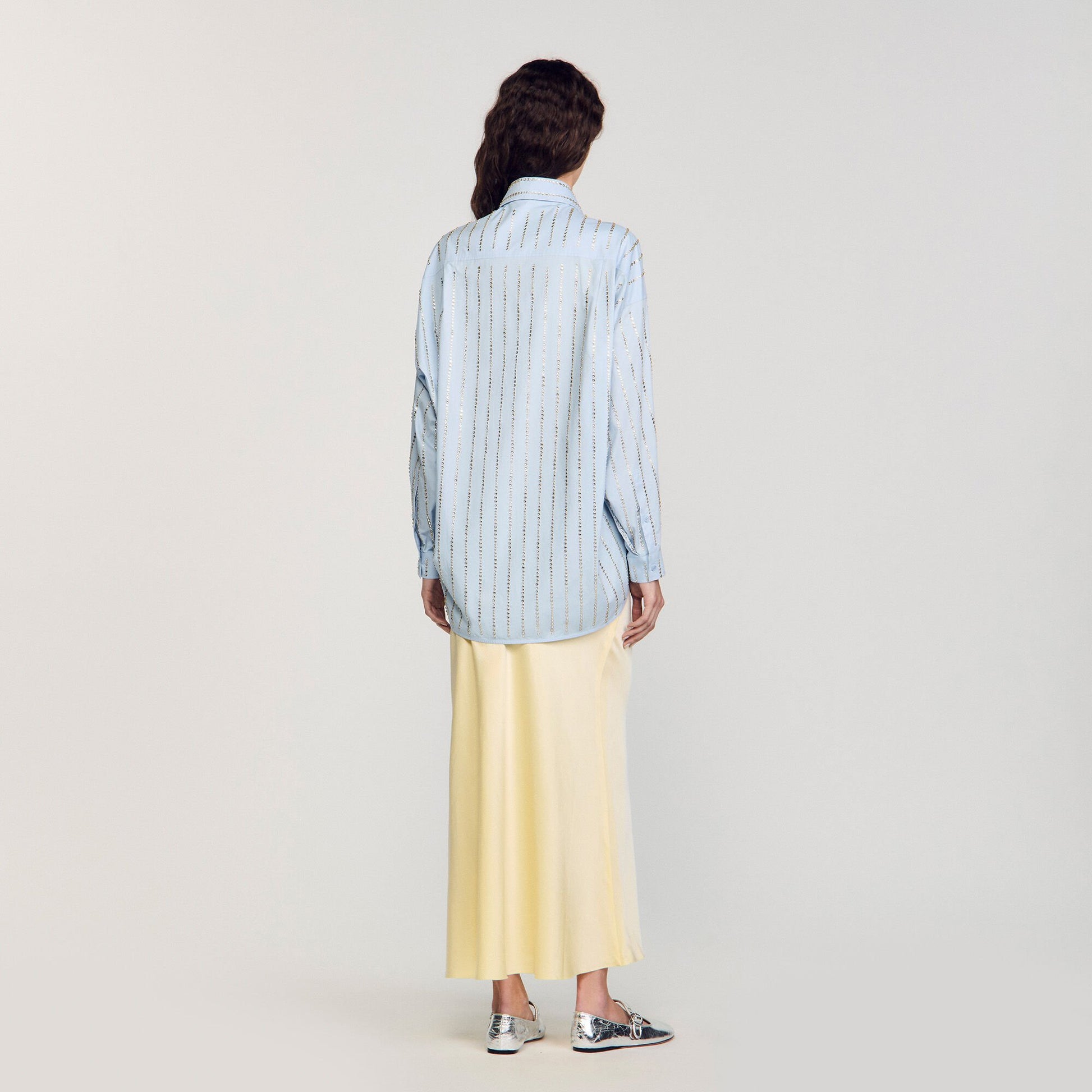 Sandro Rhinestone shirt Sky Blue
