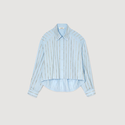 Sandro Rhinestone shirt Sky Blue