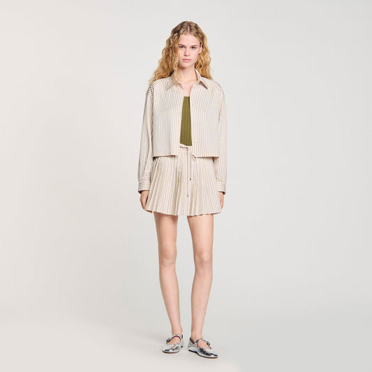 Sandro Striped rhinestone shirt Khaki / Pink