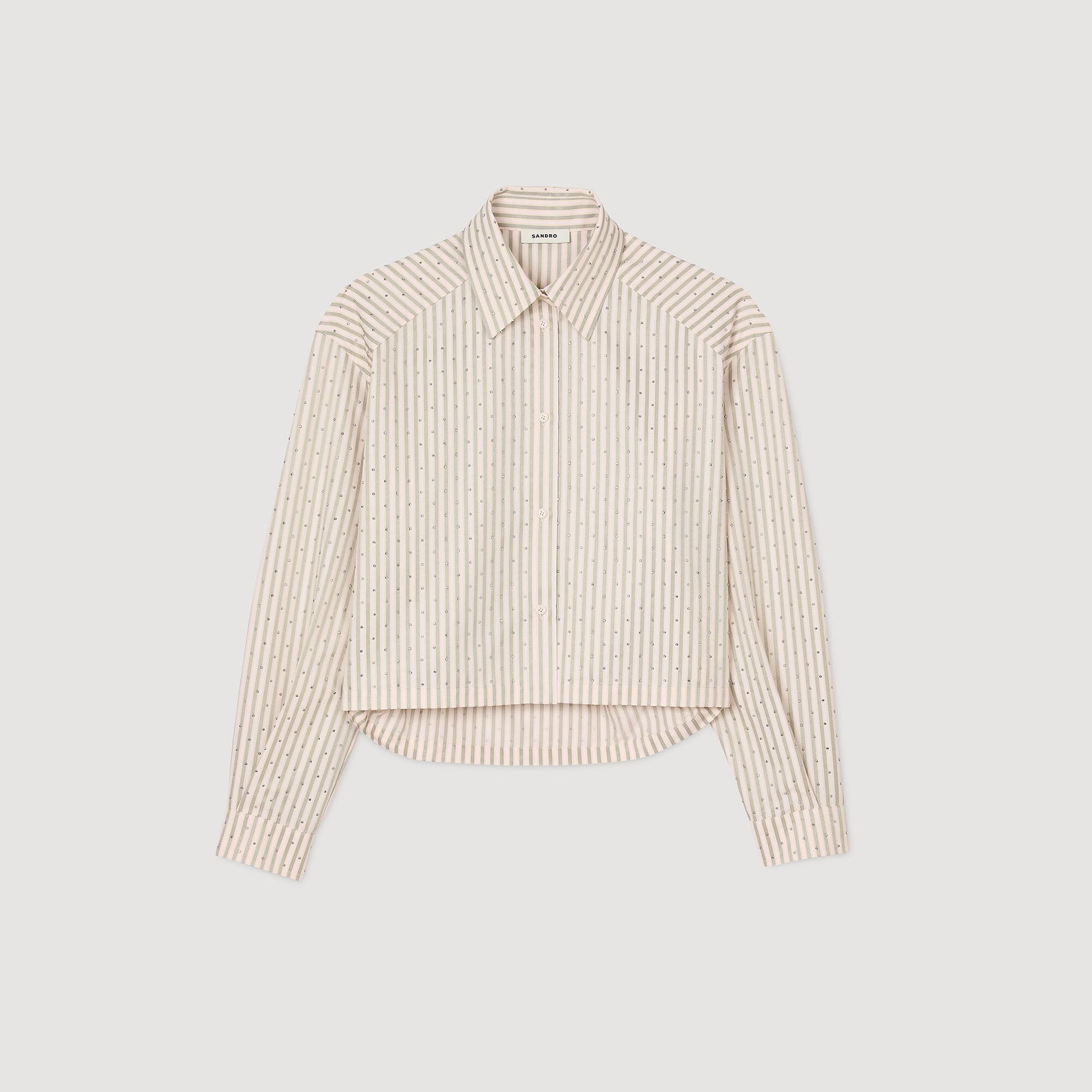 Sandro Striped rhinestone shirt Khaki / Pink