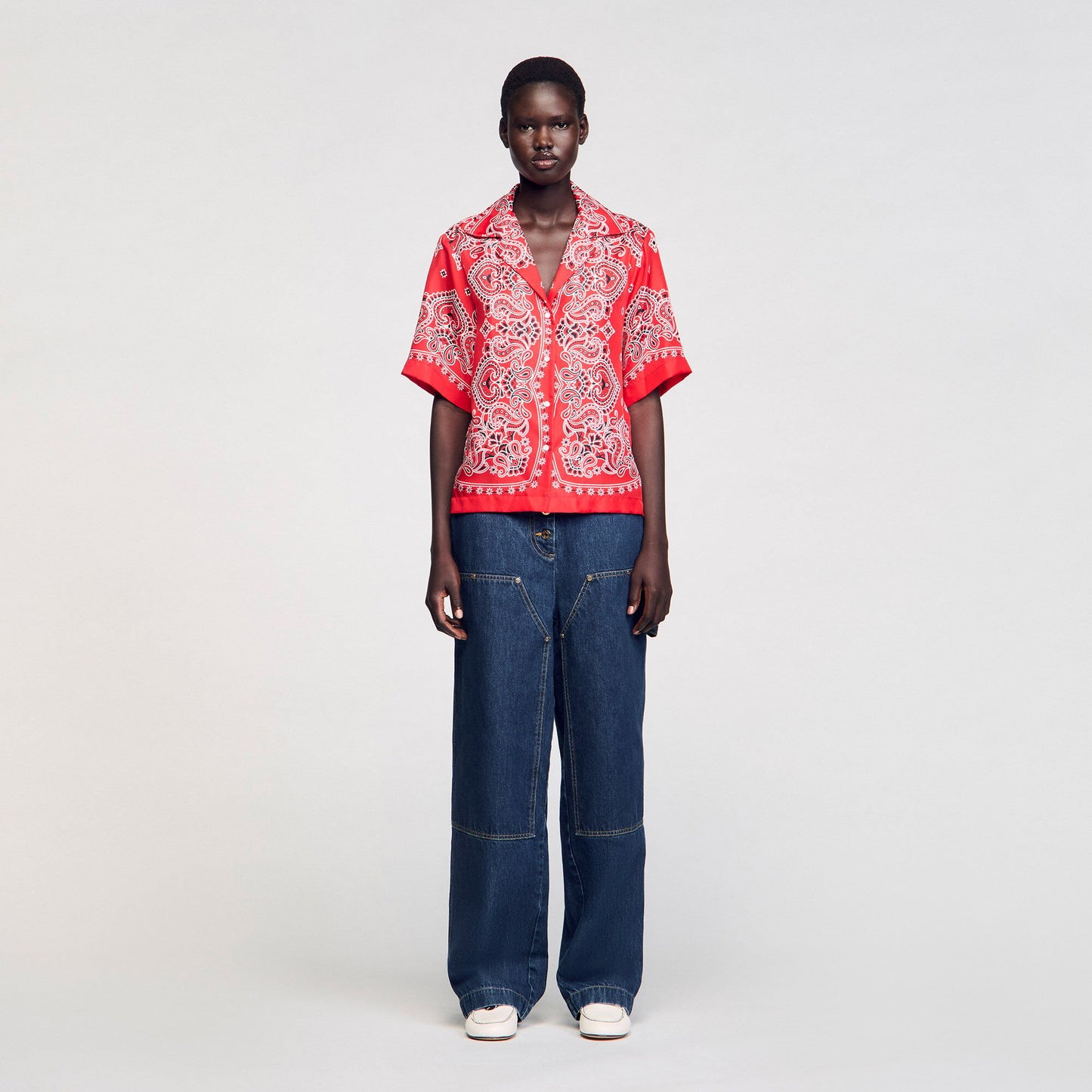 Sandro Bandana print silk shirt Red / White