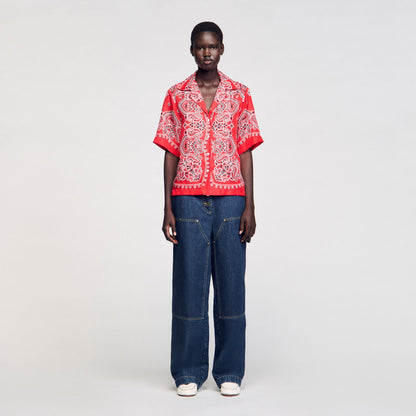 Sandro Bandana print silk shirt Red / White