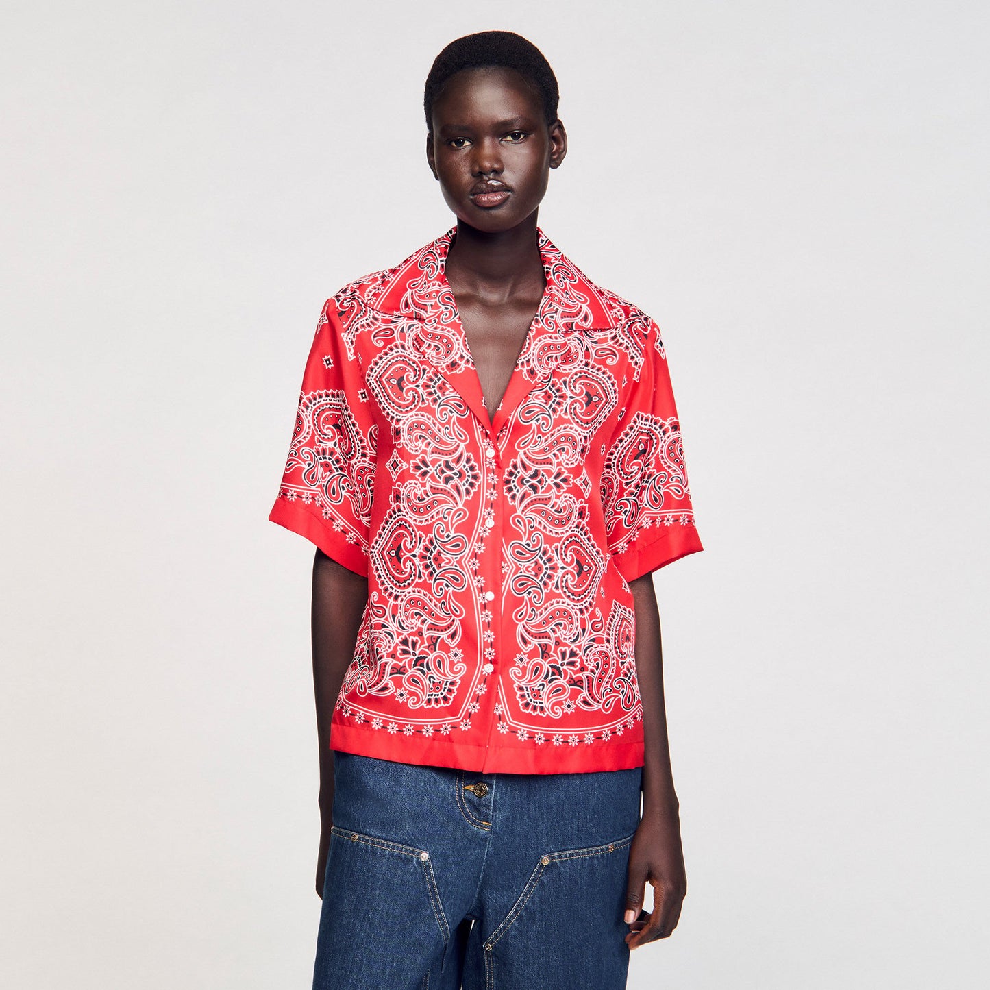 Sandro Bandana print silk shirt Red / White