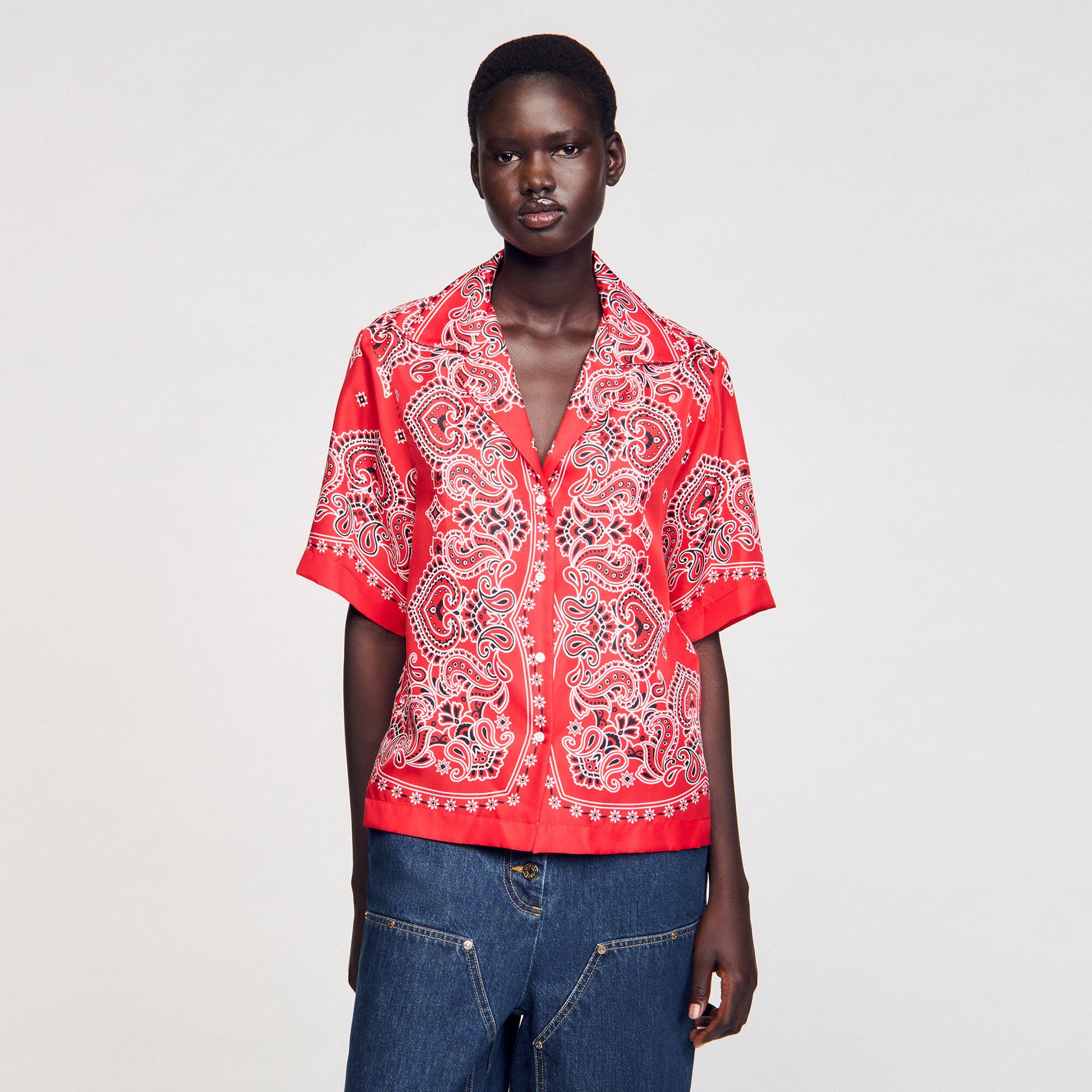 Sandro Bandana print silk shirt Red / White