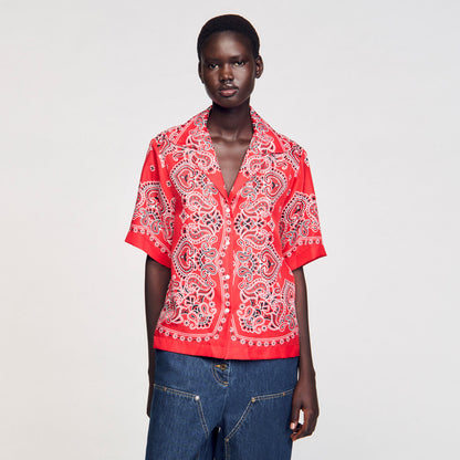 Sandro Bandana print silk shirt Red / White