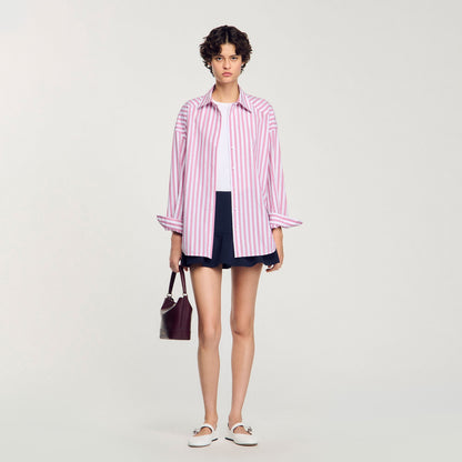 Sandro Striped rhinestone shirt Pink