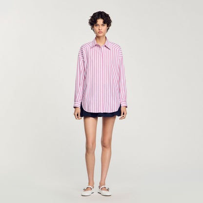 Sandro Striped rhinestone shirt Pink