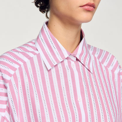 Sandro Striped rhinestone shirt Pink