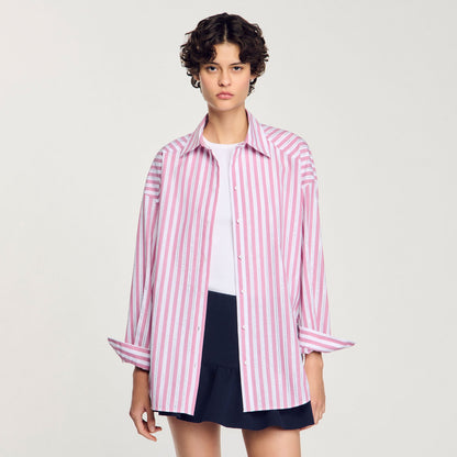Sandro Striped rhinestone shirt Pink