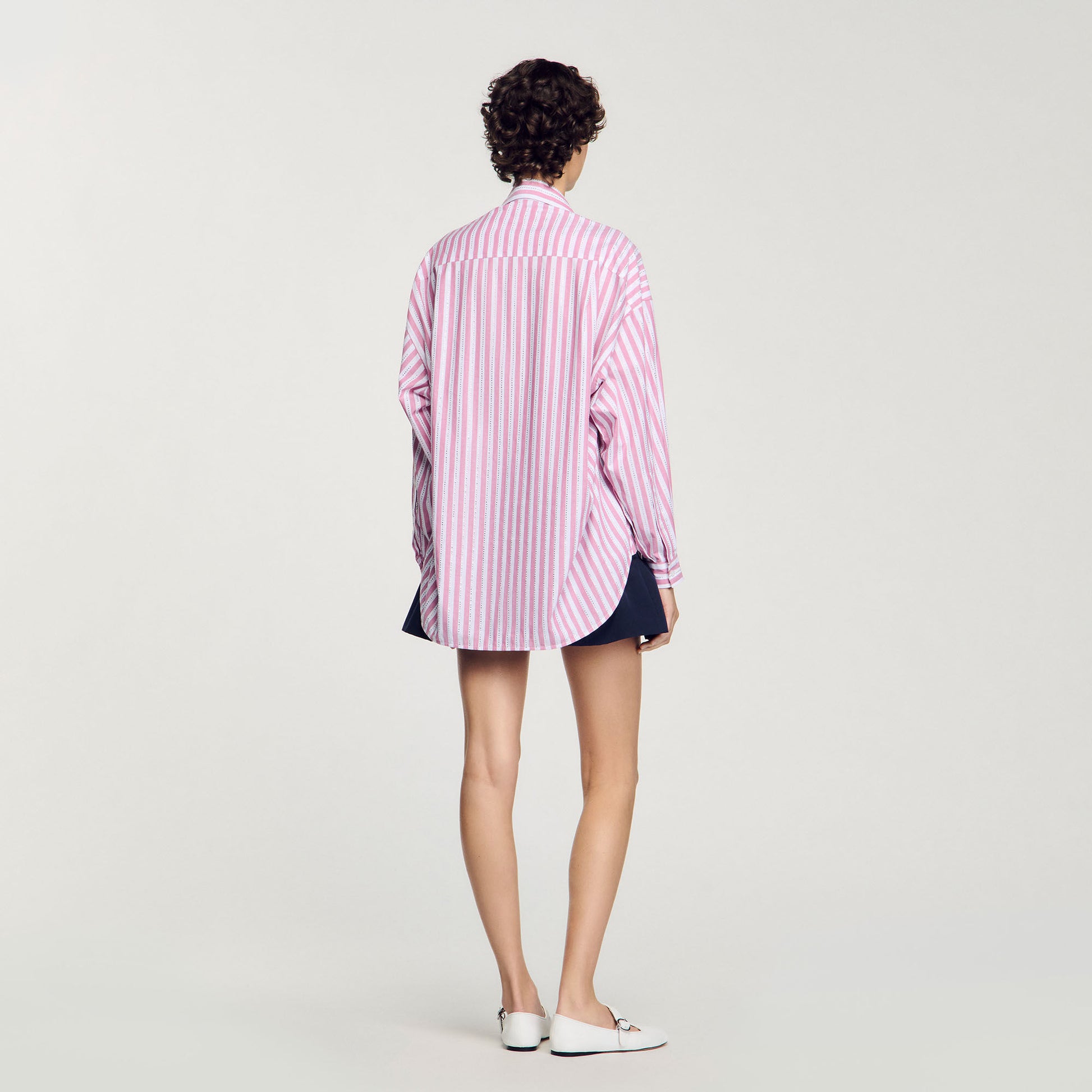 Sandro Striped rhinestone shirt Pink