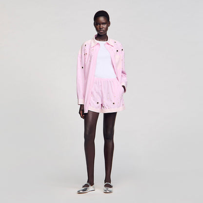 Sandro Striped rhinestone shirt Pink