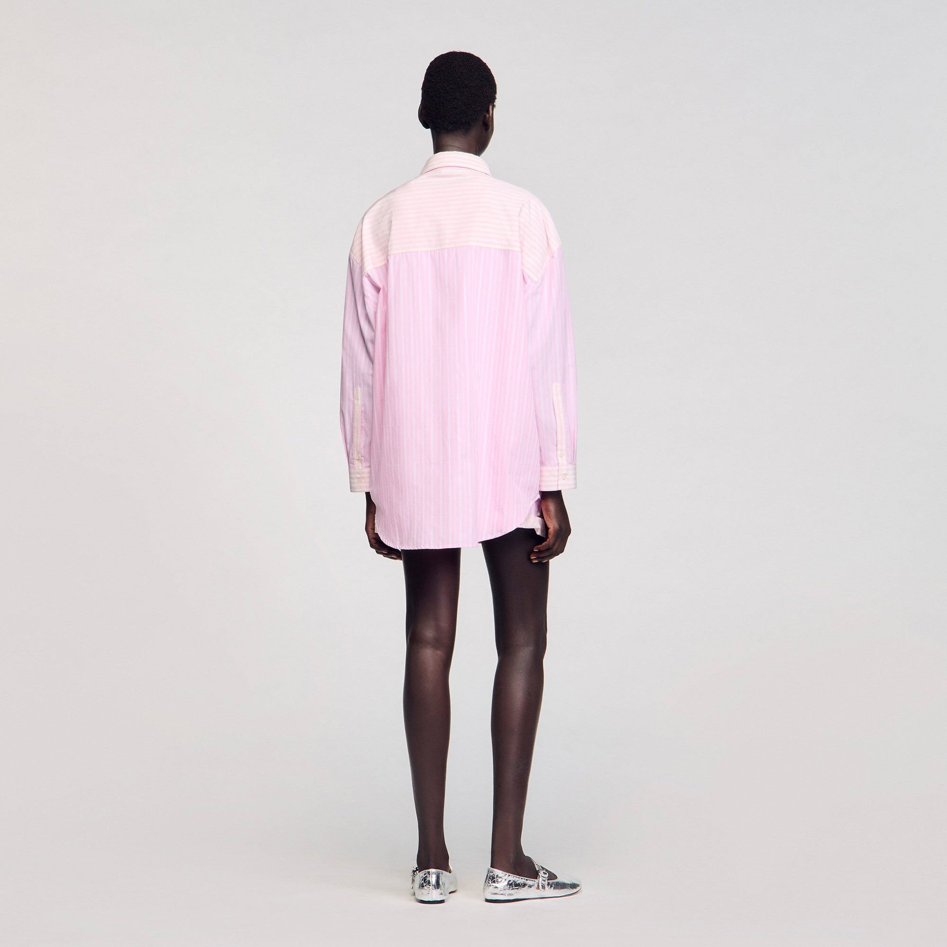 Sandro Striped rhinestone shirt Pink