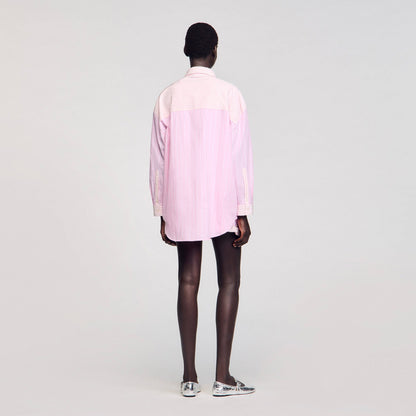 Sandro Striped rhinestone shirt Pink