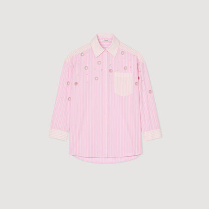 Sandro Striped rhinestone shirt Pink