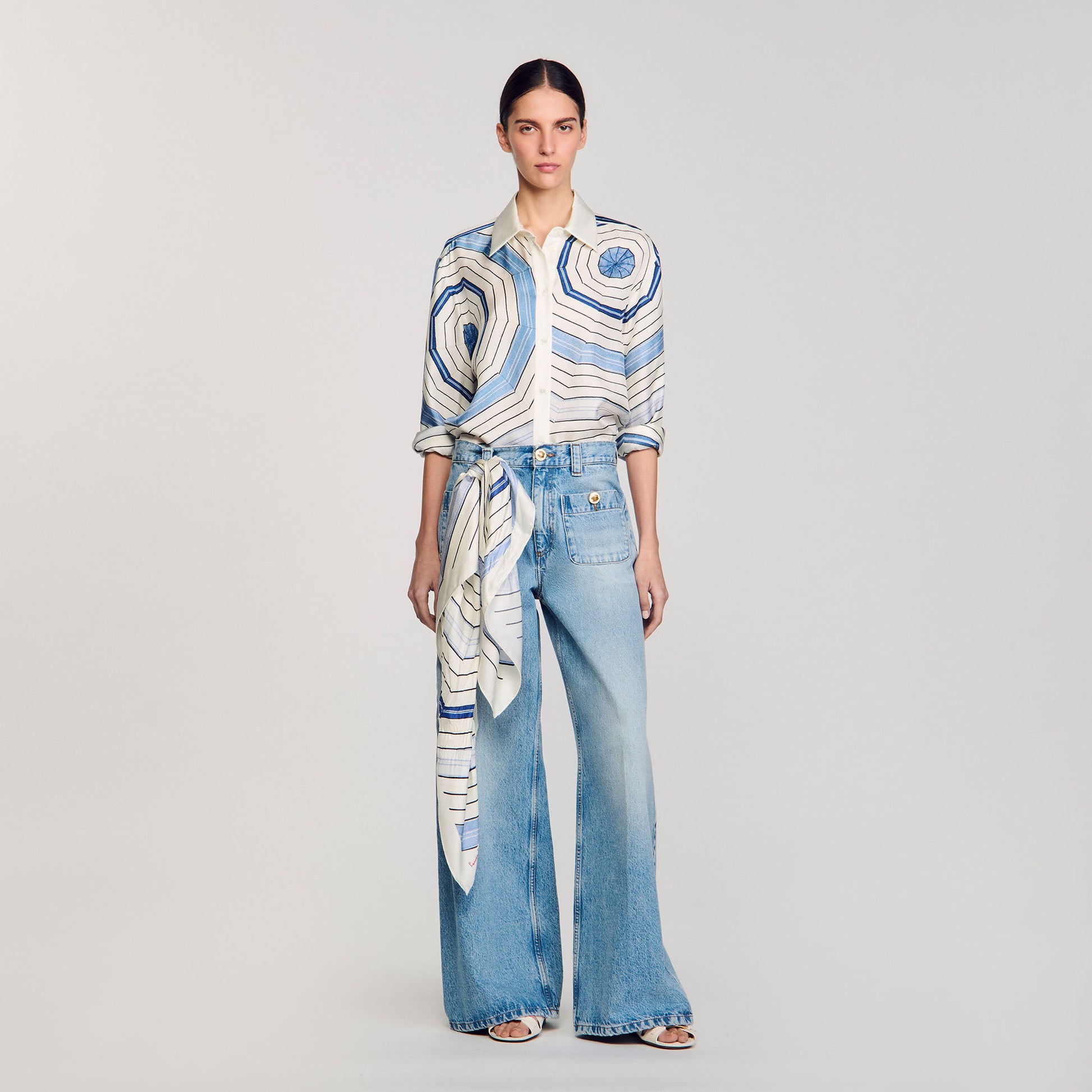 Sandro Spiral-motif long sleeve shirt Sky Blue