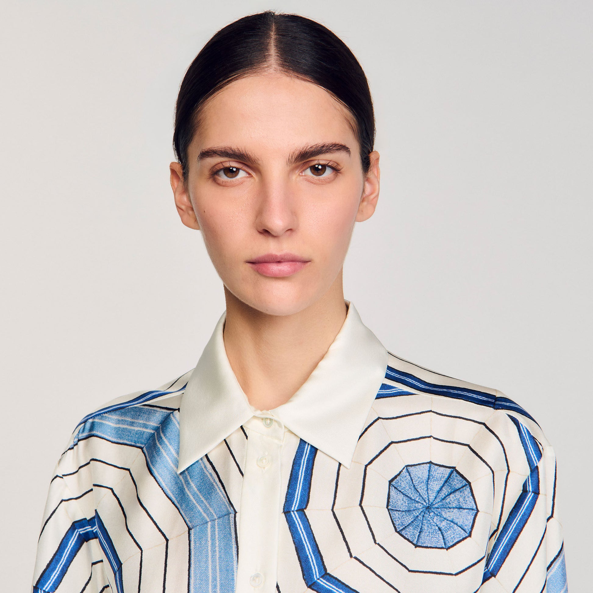 Sandro Spiral-motif long sleeve shirt Sky Blue