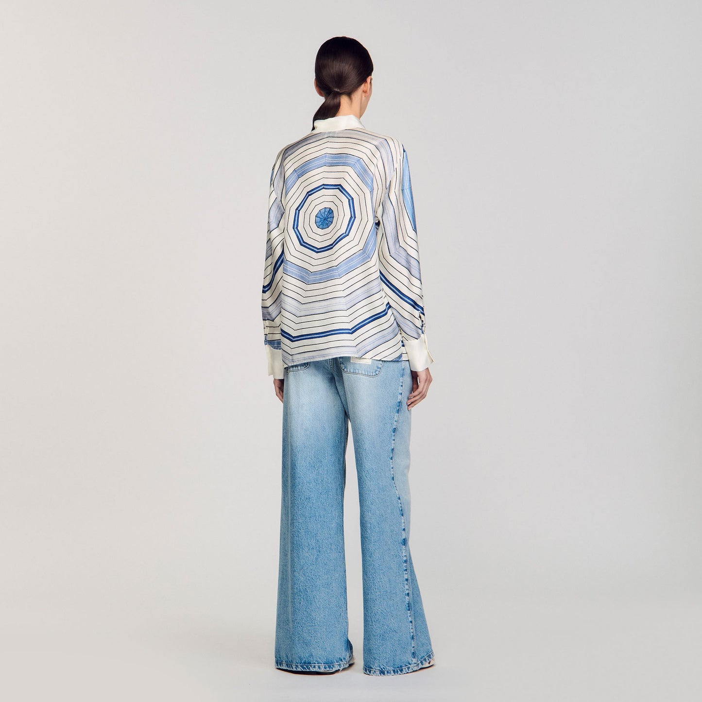 Sandro Spiral-motif long sleeve shirt Sky Blue