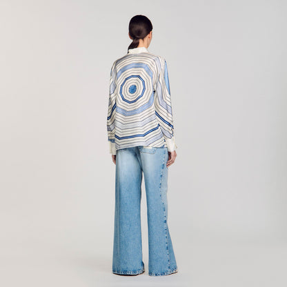 Sandro Spiral-motif long sleeve shirt Sky Blue